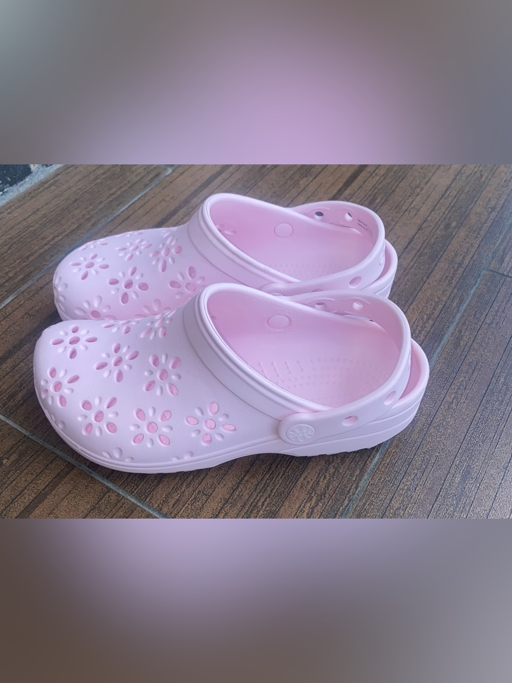 CROCS Kids Pink Floral Clogs - Picture 4 of 12